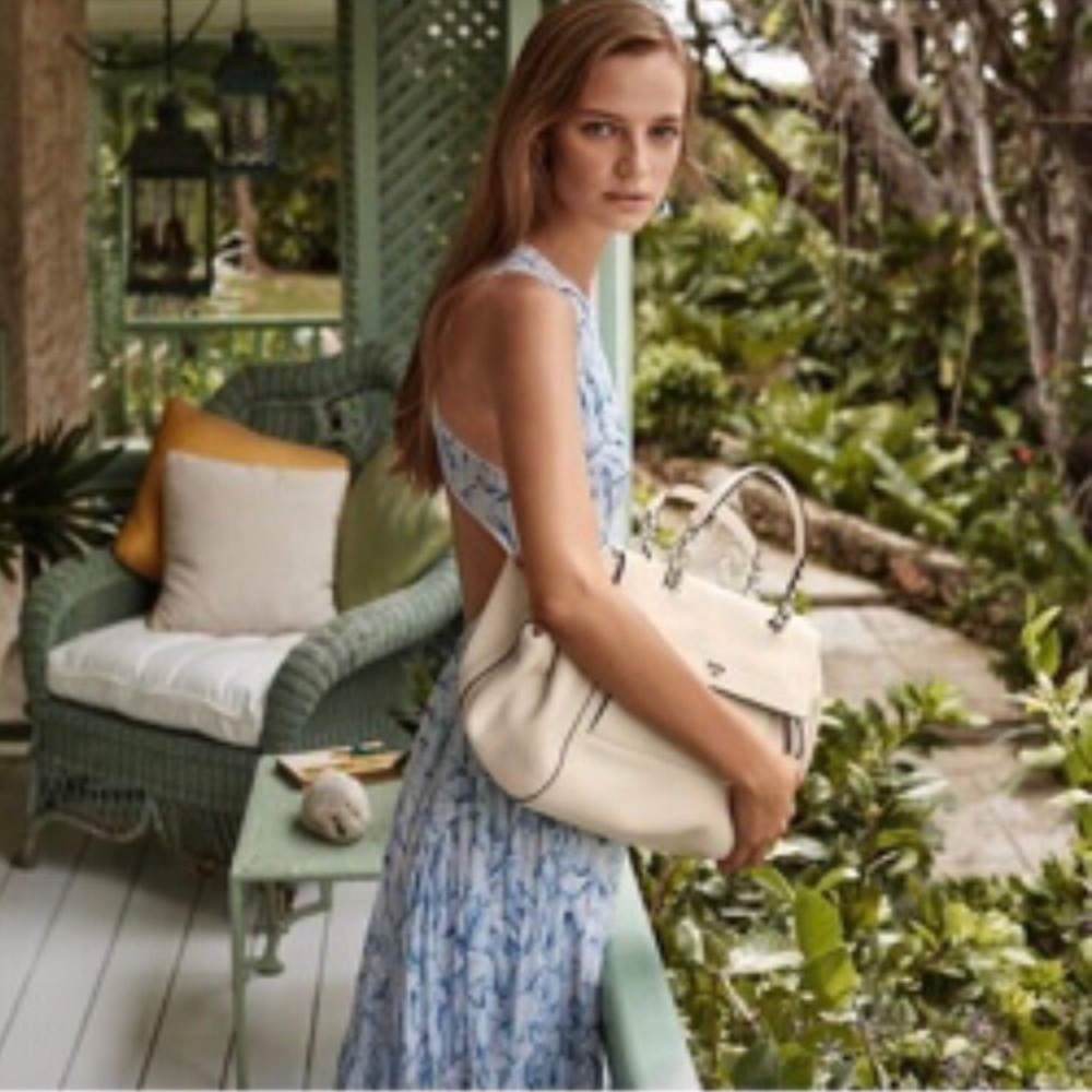 TORY BURCH BLUE AND WHITE HIGH-LOW SUNDRESS